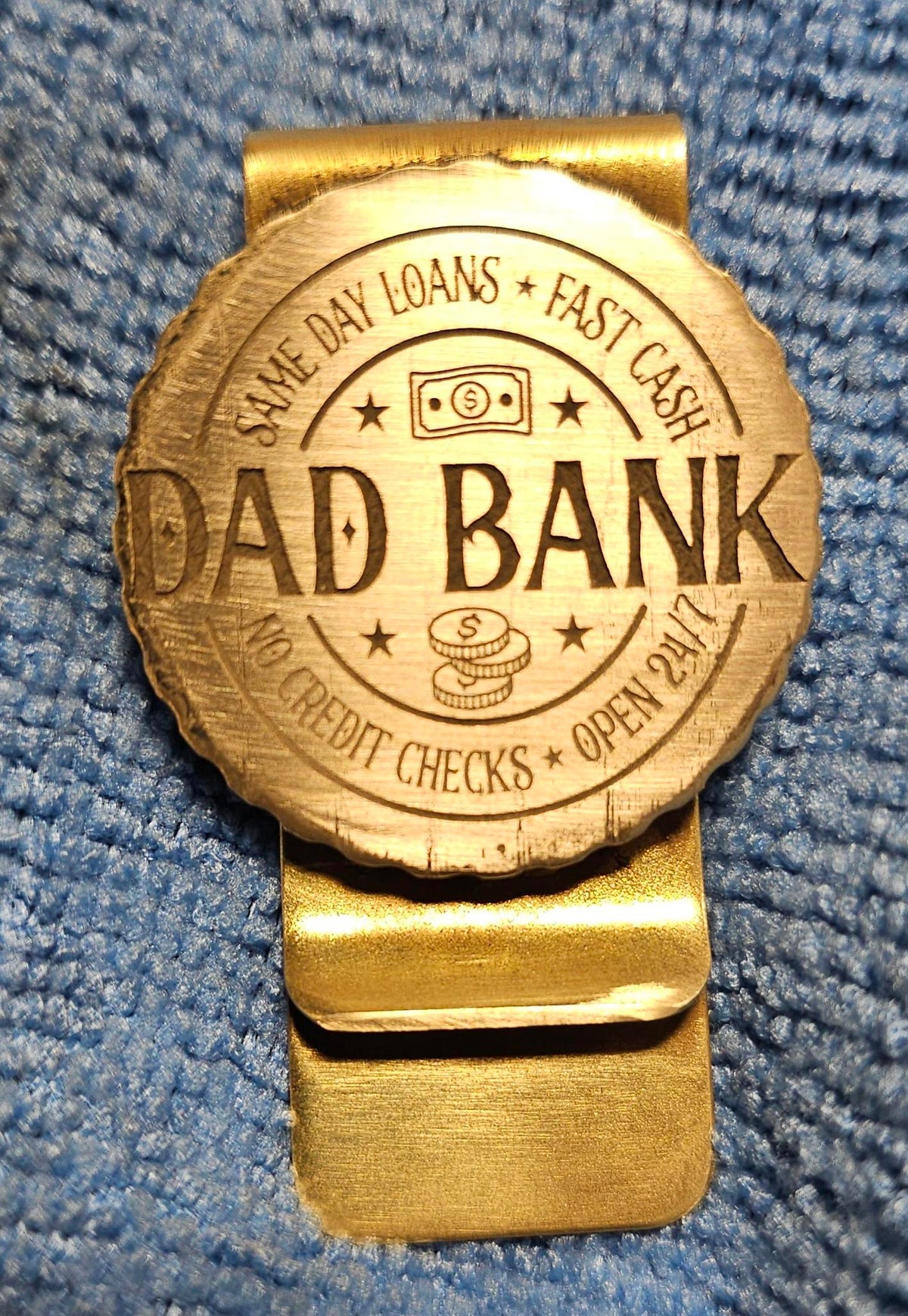 Brass Money clip with attached coin