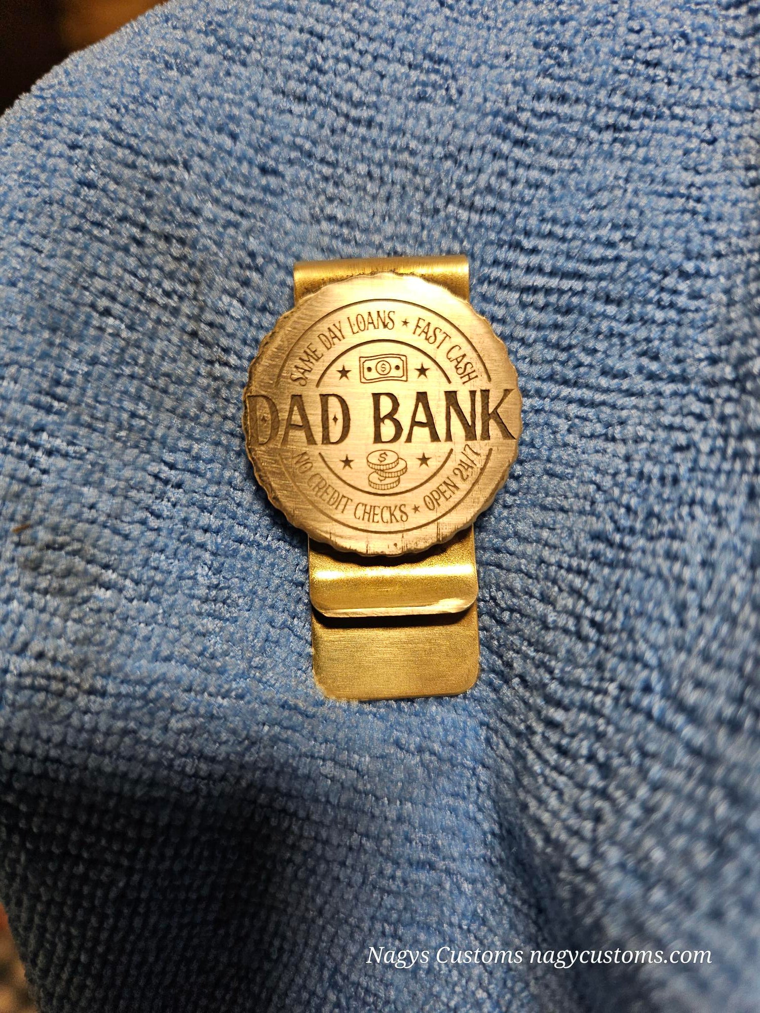Brass Money clip with attached coin