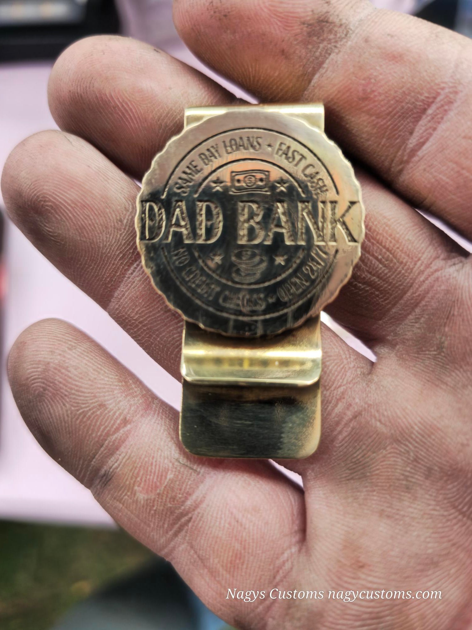Brass Money clip with attached coin