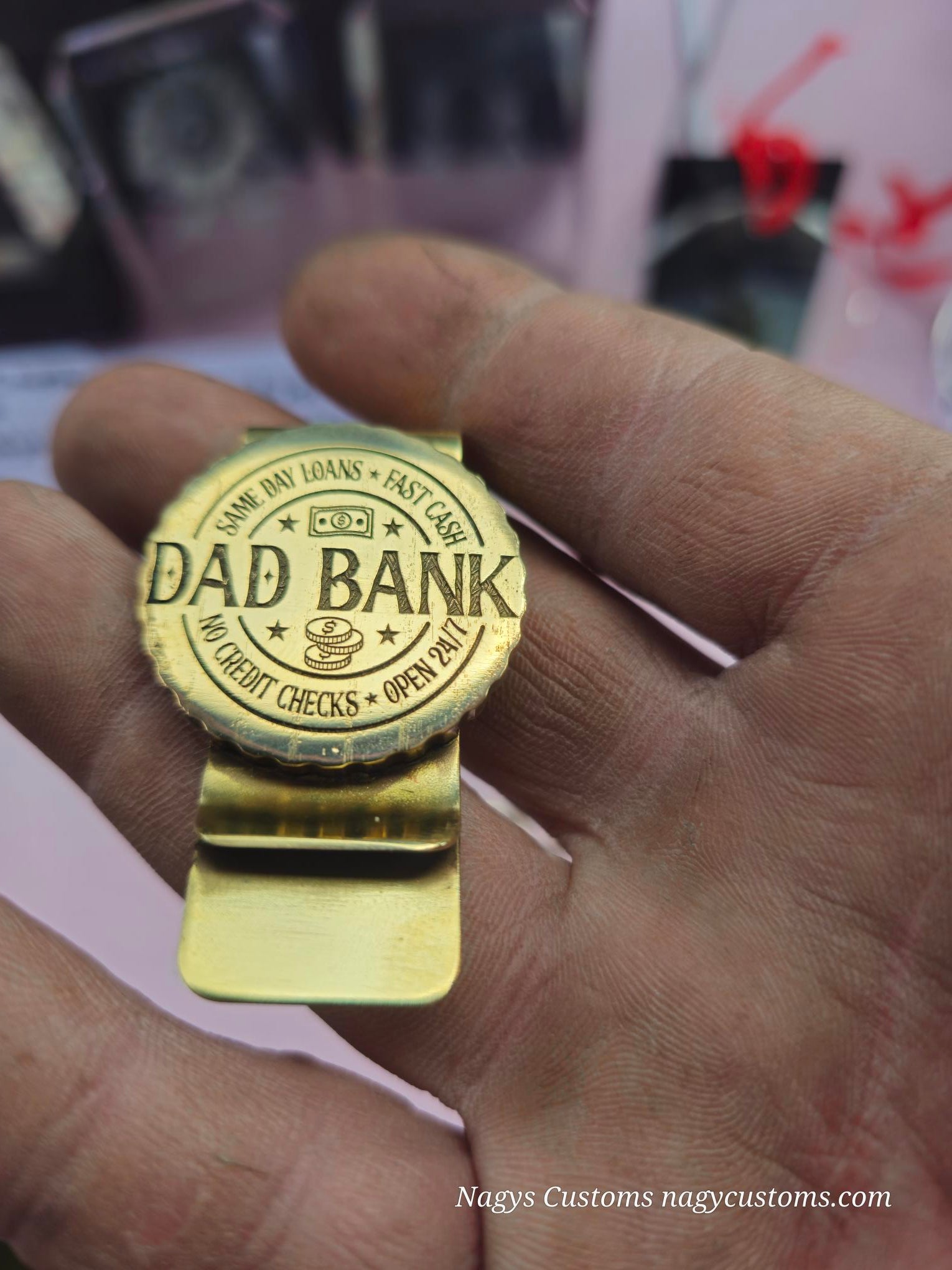 Brass Money clip with attached coin