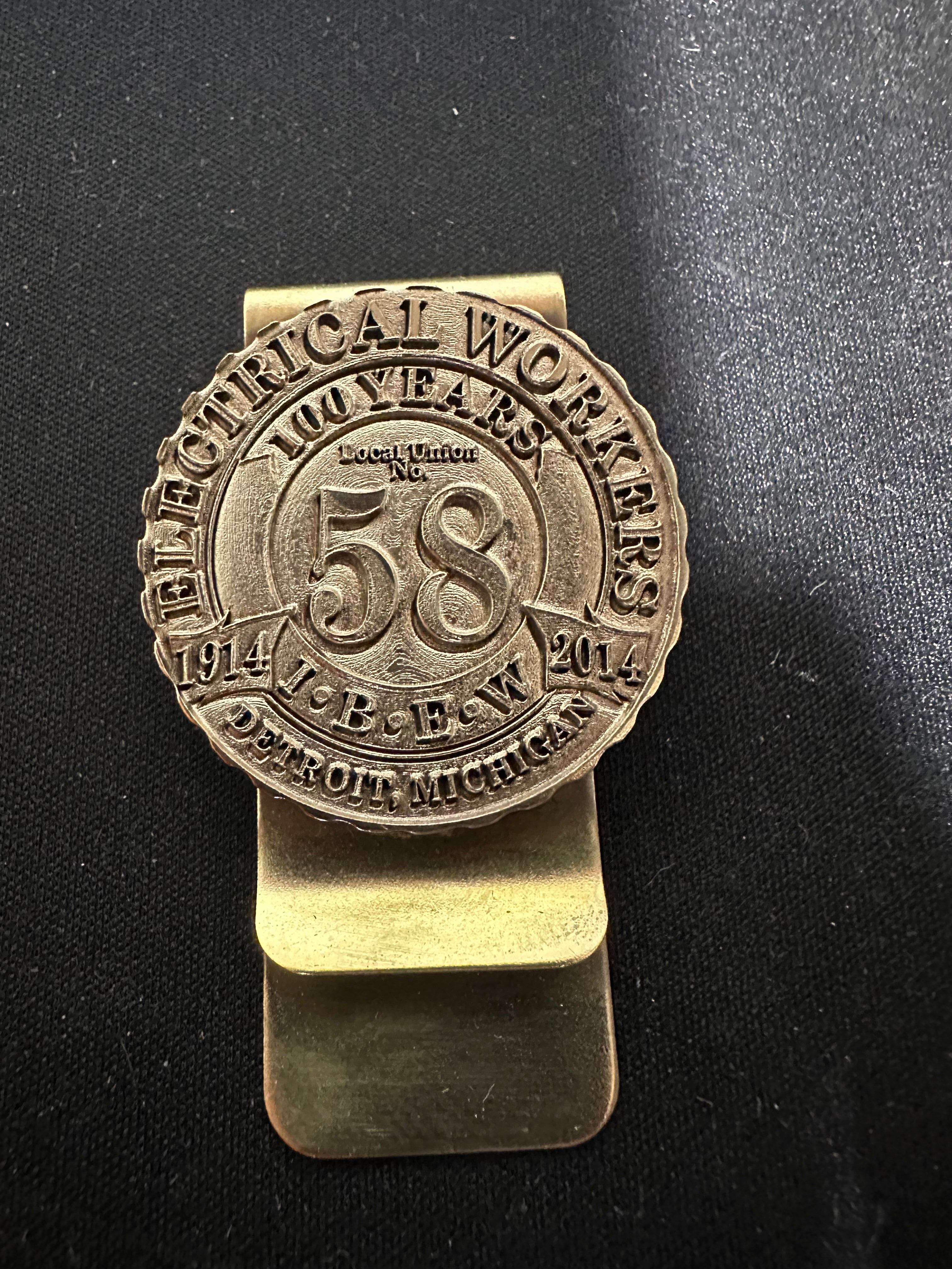 Brass Money clip with attached coin